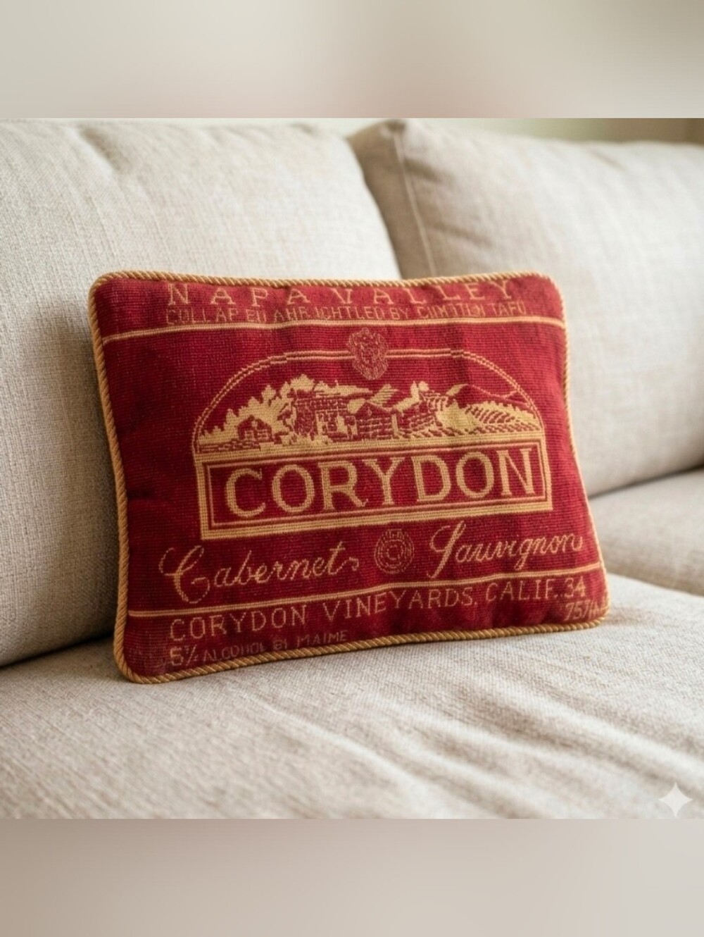 Cabernet Sauvignon Napa Valley Corydon Wine Needlepoint Velevt Red Pillow Cover